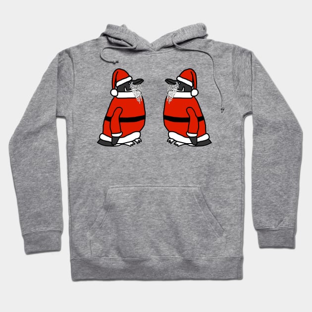 Two Cute Christmas Penguins Dressed as Santa Hoodie by ellenhenryart